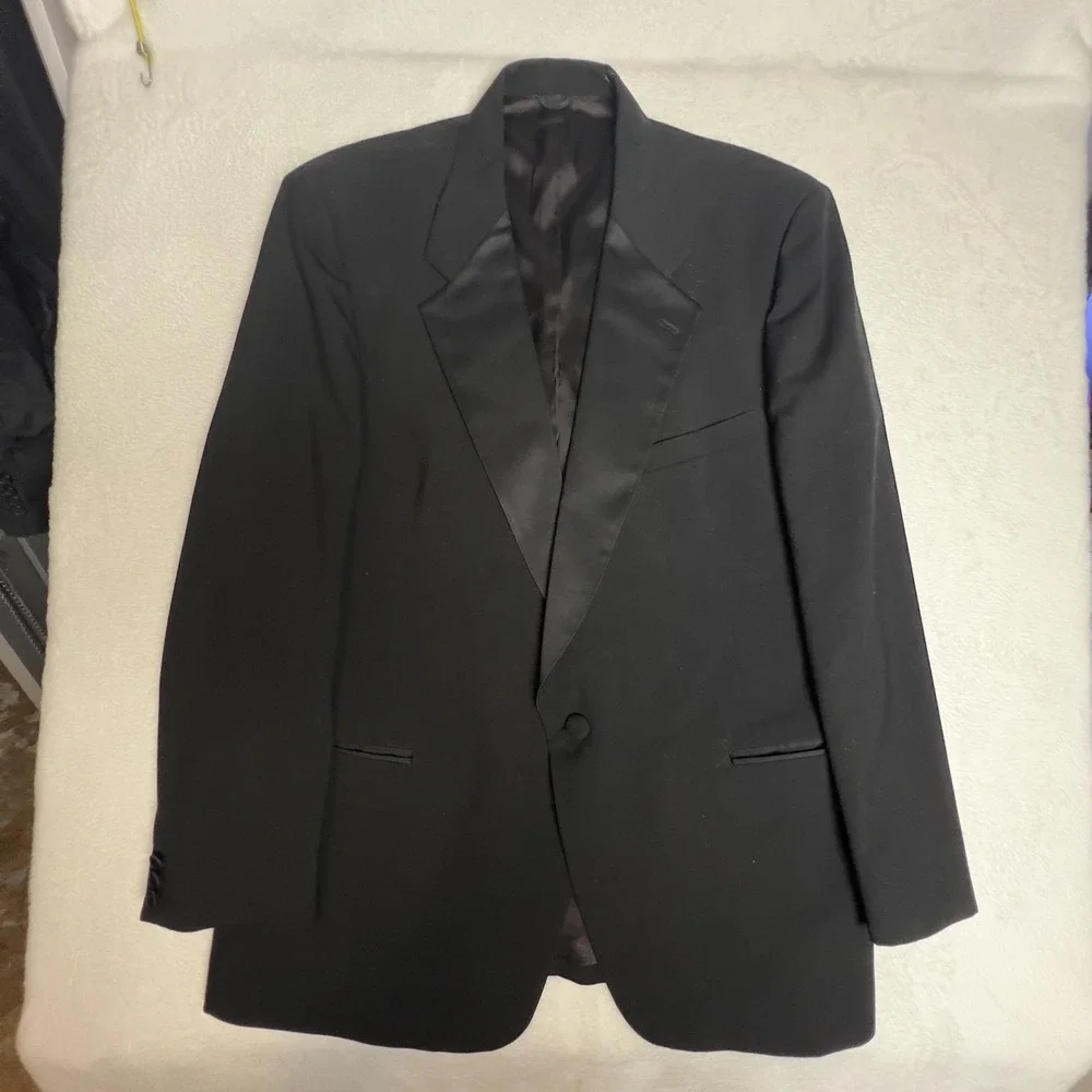 Vintage After Six Tuxedo Jacket Mens Large Black Satin Lapel Made USA 80s‎